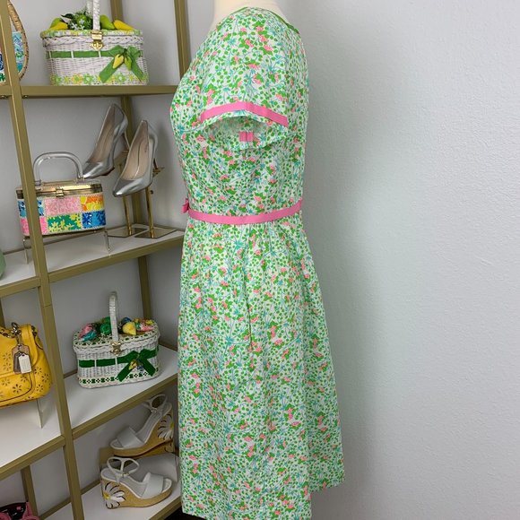 Vintage "The Lilly" Lilly Pulitzer 1960's Pink & Green Floral Dress Size Medium - Picture 6 of 16